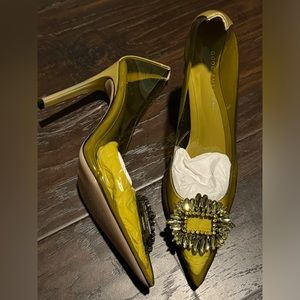 💚 New! Good American Cinder-F*cking-Rella Olive Heels
